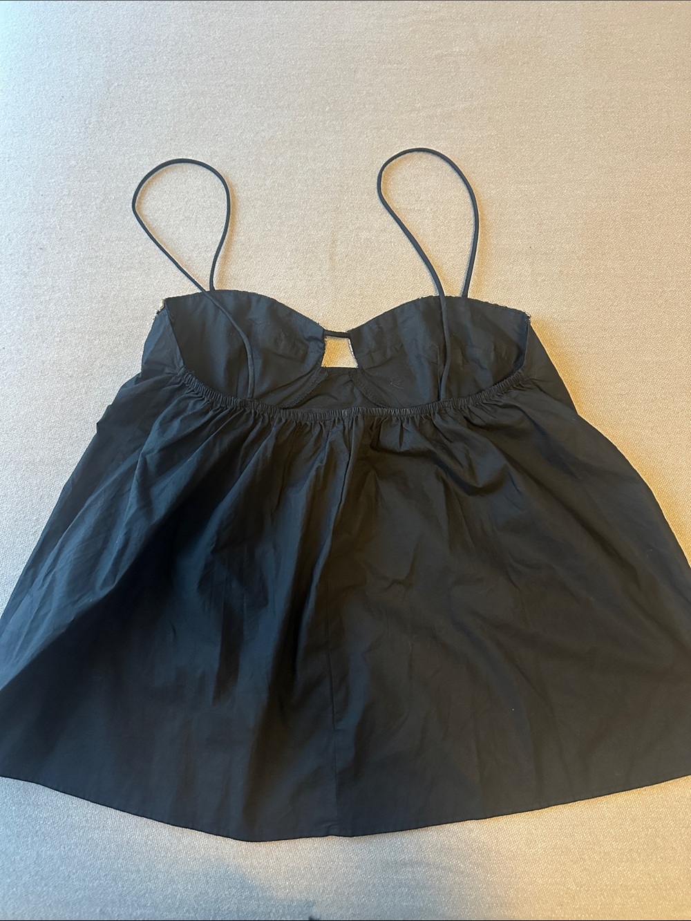 Zara Black Spaghetti Strap Rhinestone Trim Cami Top - Picture 3 of 3